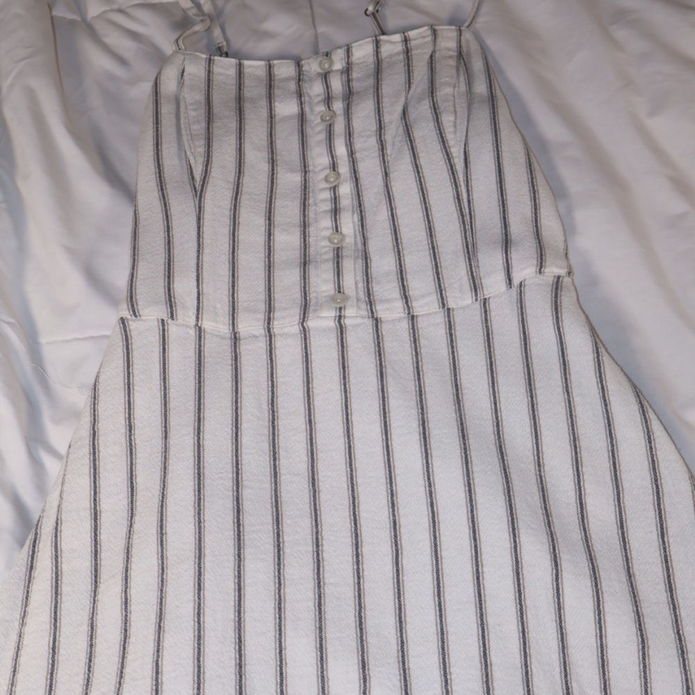 Hollister White and Gray Striped Dress